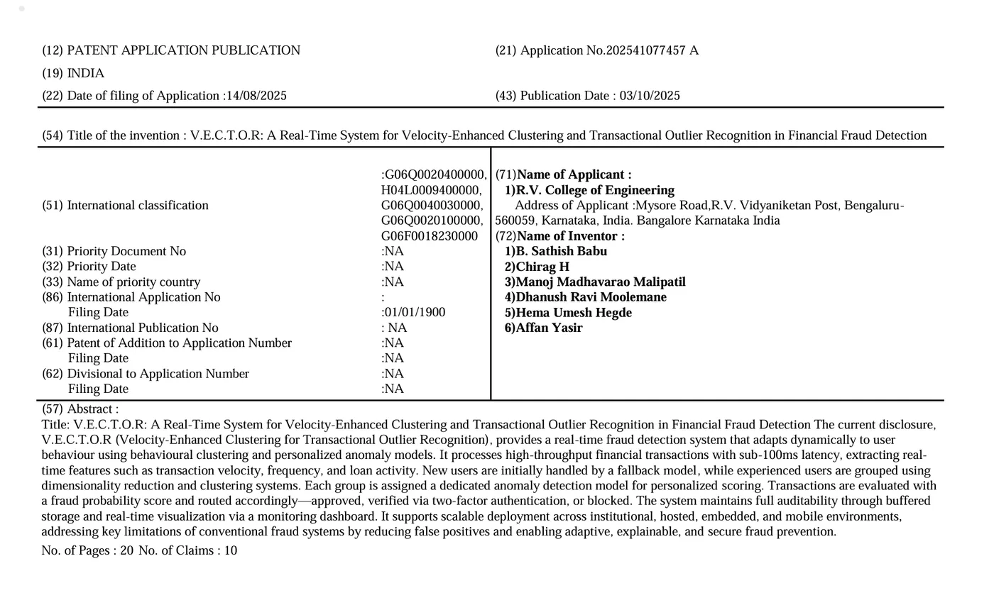 V.E.C.T.O.R - Patent Published